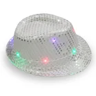 Dance Show Hat Factory Fully Stocked Fashion LED Sequin Party Hat Halloween Festival Jazz Hat For Dance Stage Show