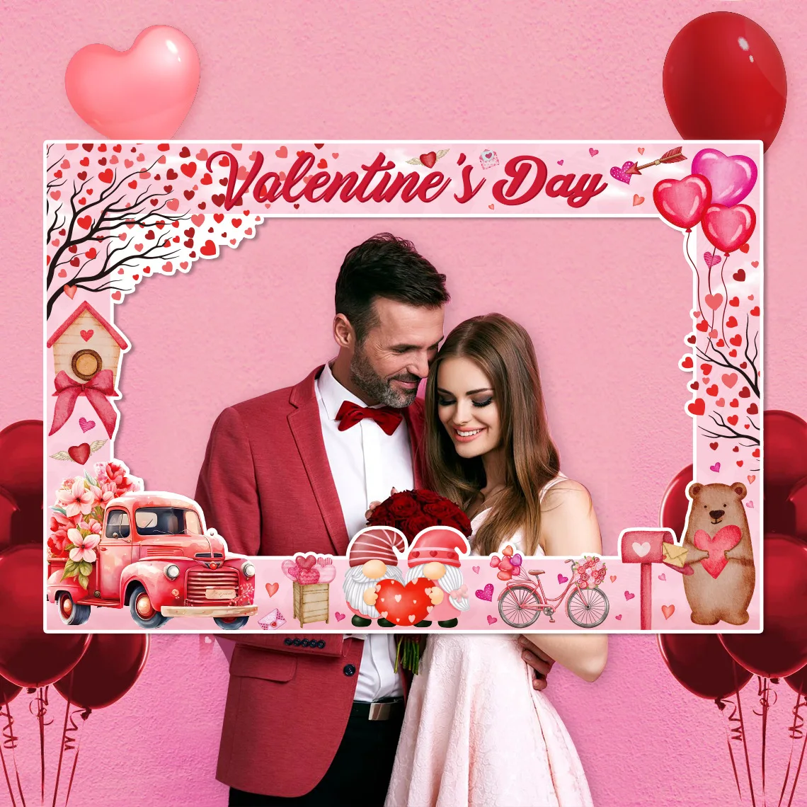 Valentine's Day theme Paper props Photo frame party decoration supplies