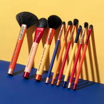 NEW Designer vegan round cylinder makeup brush holder free sample highlighter brush Wholesale eyebrow make up brushes