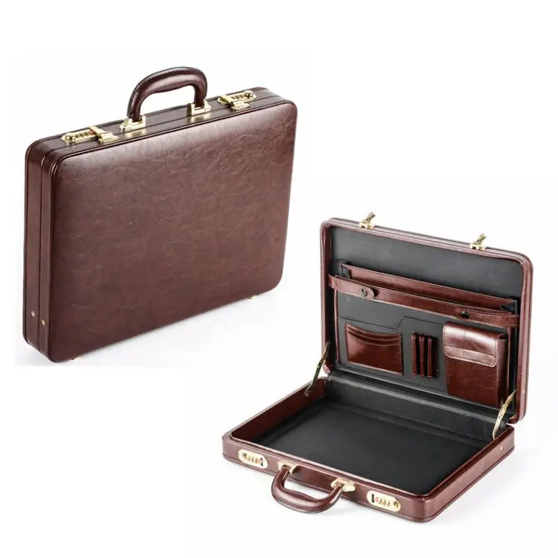Glary Pvc Pu Genuine Leather Briefcase 