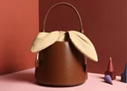 Bow Handbags Shoulder Bag Genuine Leather Bucket Bag Fashion