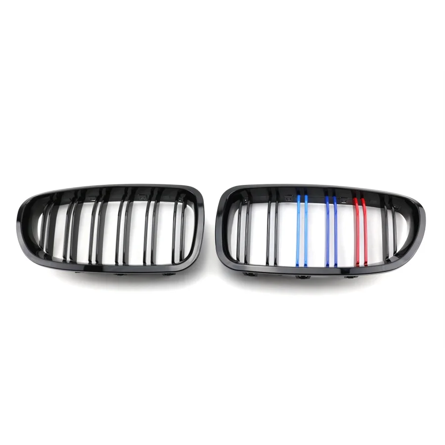 product tiypeor car led lighting front grille 2 slat front grille carbon look glossy black mesh grille for bmw 5 series f10 2010 2017-9