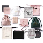 PandaSew Custom Jewelry Packaging Printed Logo Drawstring Bag Suede Jewelry Pouch