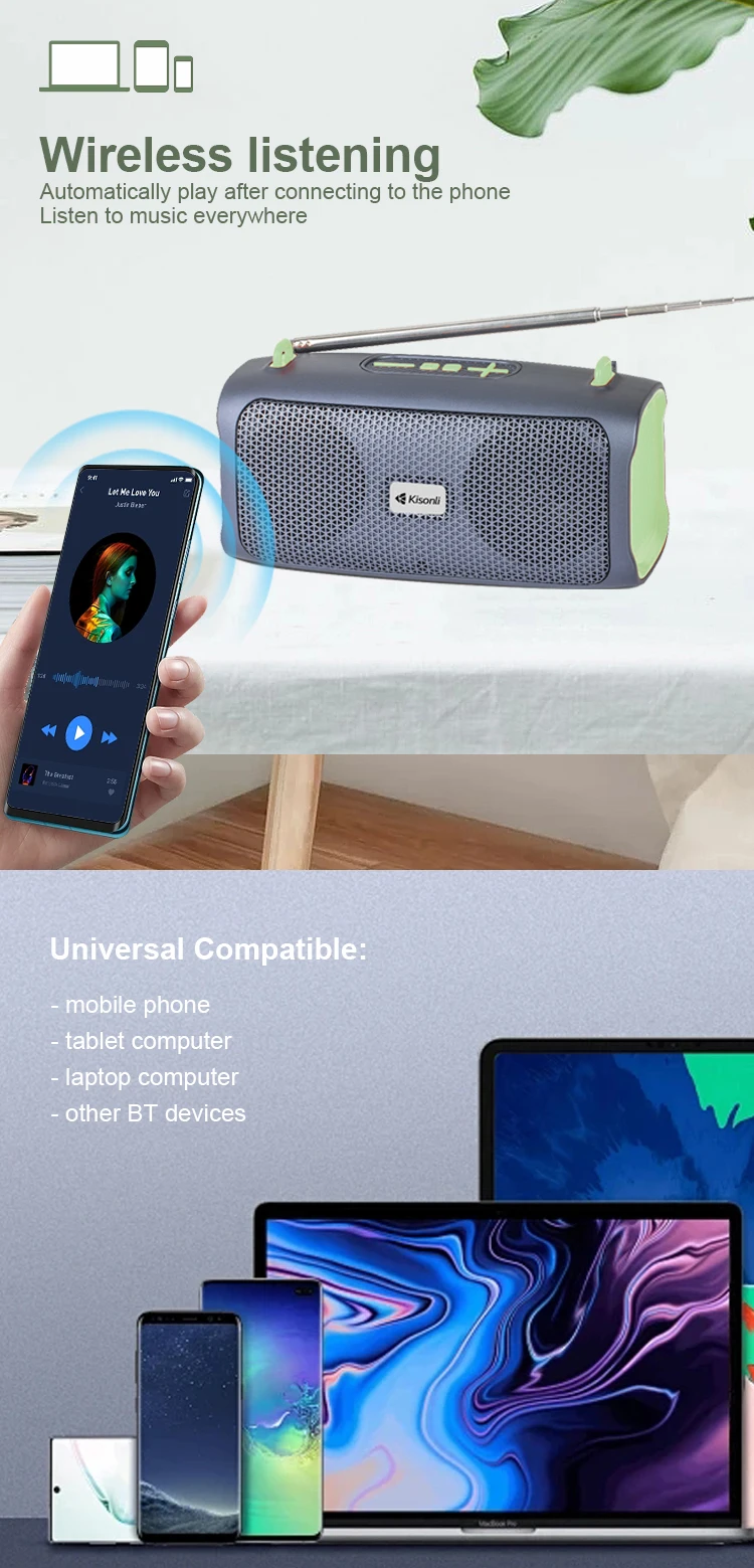 Kisonli KS-2003 Solar Magnetic Bluetooth Speakers Portable Outdoor Speaker with Solar Panel for Recharging 18 Kisonli KS-2003 Mp3 Solar Portable Magnetic Blue Tooth Speakers