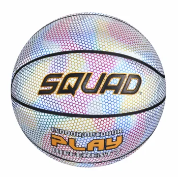 SQURD Customizable Logo Soccerball 7# PU Material Reflective Basketball Quality OEM Inflated Recreation Pack PVC Rubber Sports