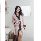 Set Satin 2 Piece Set 2 Piece Sexy Lace Satin Sleepwear Set Silk Women Robes