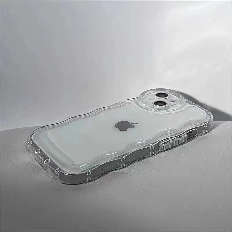 For Apple iPhone 15 14 13 New Wave Airbag Shockproof Mobile Cover Transparent anti-drop Cell Phone Case