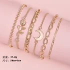 Bracelet Bracelet Set Women 6Pcs Women's Sweet Fashion Crescent Rose Multi-layer Bracelet Combination Set