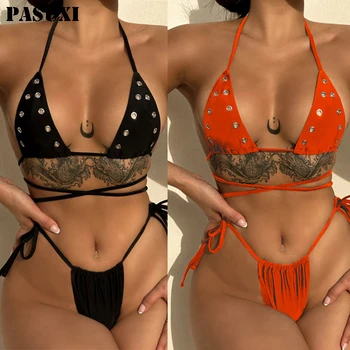 Pasuxi Custom 2023 Sexy Bikini Swimwear Print Women Beachwear Two Piece