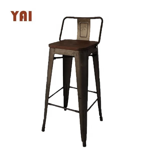 Cheap dining room wood seat metal antique industrial strong arm rest vintage high bar stools bar chair