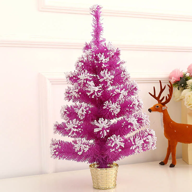 Custom 45cm Flocked Snow Artificial Christmas Tree Creative Personality Tabletop Decoration for Gift supplier