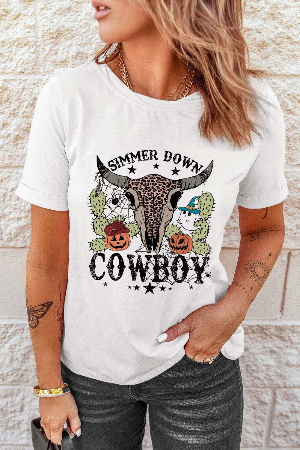 Dear-Lover Graphic Women's T-Shirts Vibe COWBOY Fashion Customized T-Shirt Women Playeras De Mujer