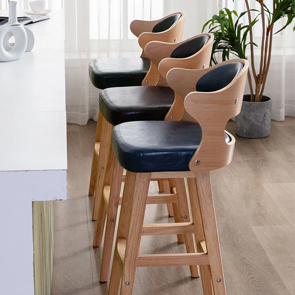 Modern American Luxury style Indoor solid wood retro Kitchen high stools swivel bar chairs