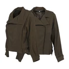 Jacket Huiquan Custom Women's Clothing Short Funnel Neckline Triacetate Loose Blend Khaki Ladies Jacket