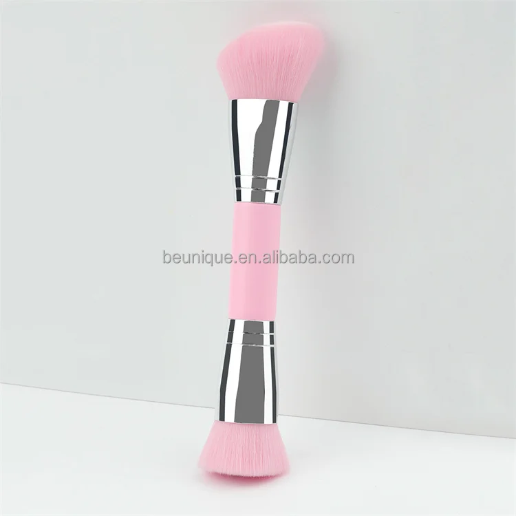 Professional 2 In 1 Single Fluffy Buffing Brush Private Label High Quality Angled Flat Double Ended Head Makeup Foundation Brush