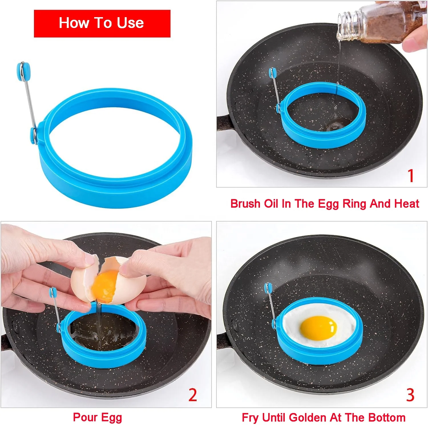 Food Grade Silicone Egg Rings 4 Inch Food Grade Egg Cooking Rings, Non Stick Fried Egg Ring Mold Silicone Pancake Mold
