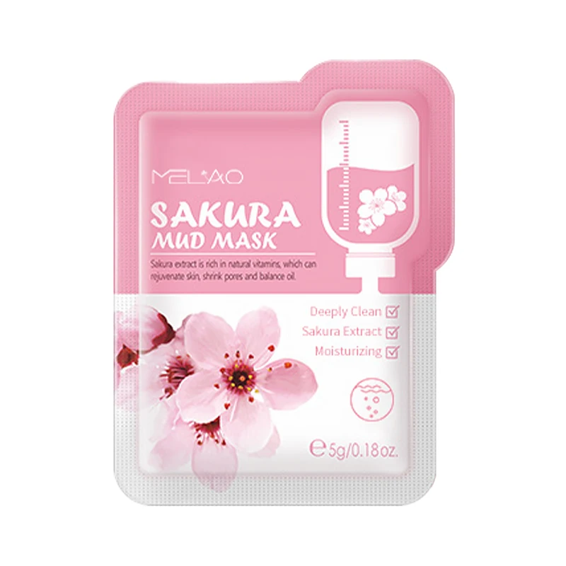 MELAO Mini Travel Size Sakura Mud Mask Oil Control Deep Cleaning Skin Face Moisturizer Anti Aging Blackhead Remover Clay Mask