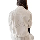 Jacket Jaket 2021 Best-selling Denim Jacket Female Beaded Pearl Loose And Thin Women Denim Jeans Jaket