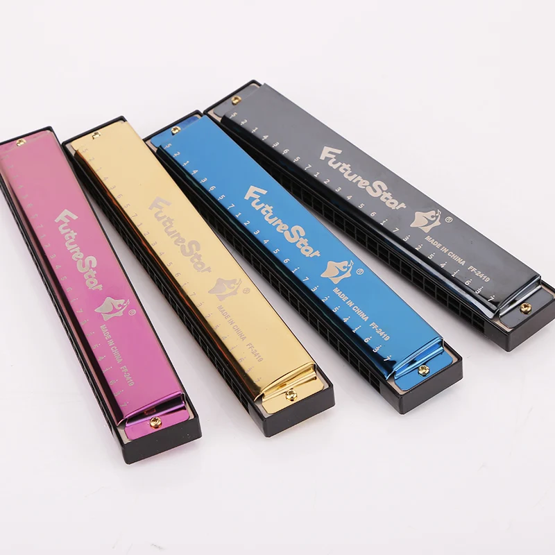 Key C Black/powder/blue. Color : Pink-24 holes Professional Tremolo Harmonica 24 Hole Beginner Harmonica Color : Black-24 holes