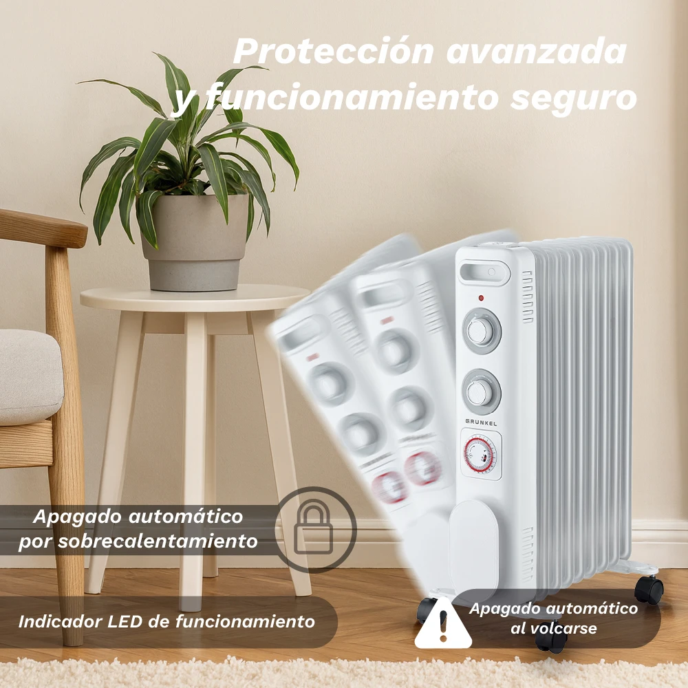 Grunkel Electric Oil-filled Radiator, 2000W, 2000 W, Metal - detail 12
