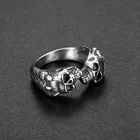 Ring Bands Vintage Style Double Head Skull Ring Stainless Steel Finger Ring Bands Jewelry