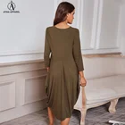 Comfortable Simple Plus Size Loungewear Solid Midi Bubble Bamboo Dress
