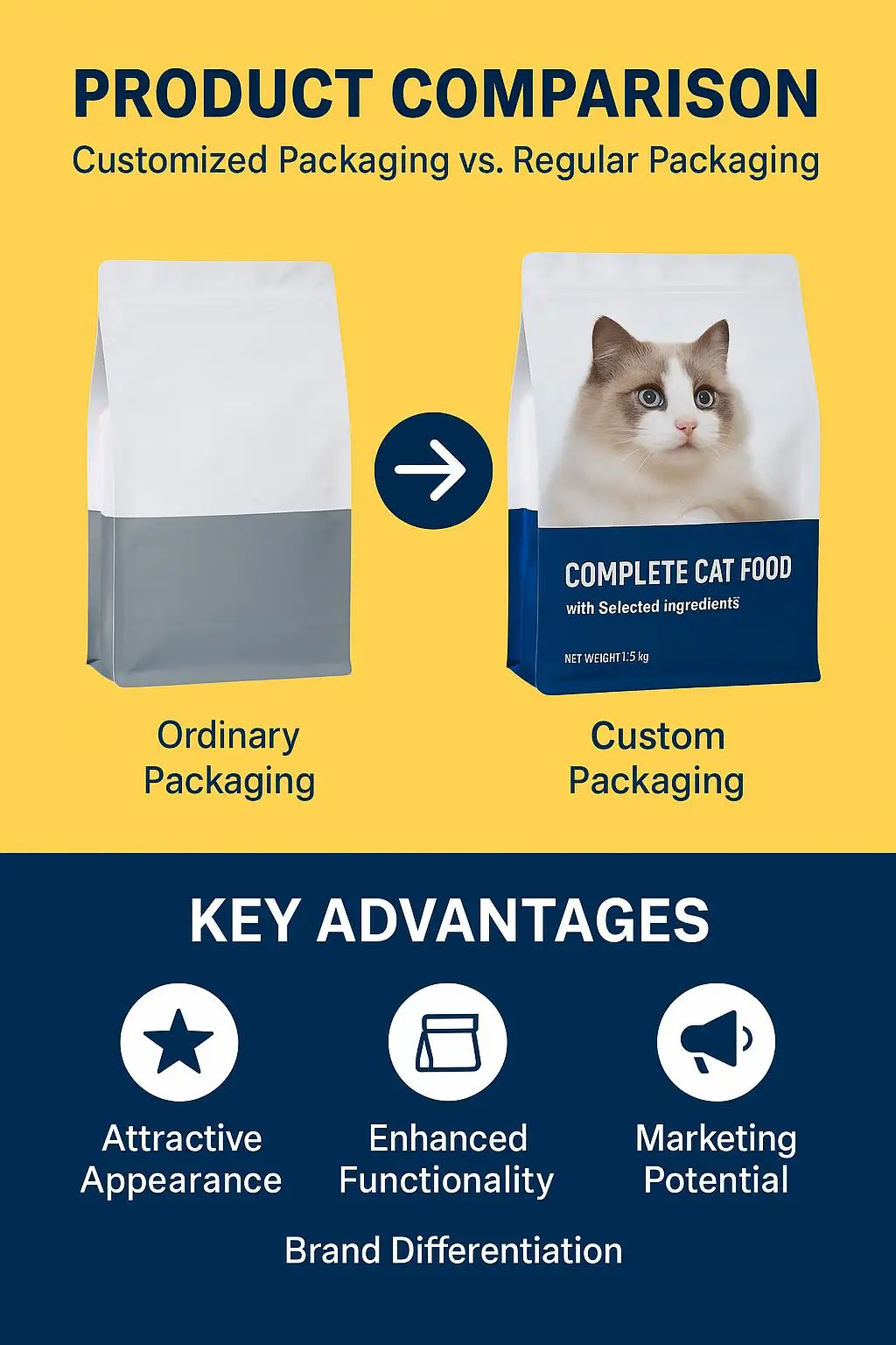 Premium PE Flat Bottom Zipper Pet Food Packaging Custom Logo Food Grade for Baby Food Chewing Gum Salad Cakes Heat Resistant - detail 8
