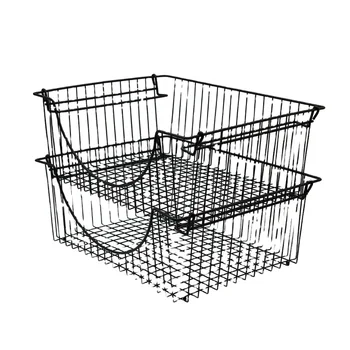 Metal Stacking Storage BasketHousehold Wire Storage Basket for Kitchen Pantry Cabinet