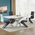 Dining Chair Modernmodern SKY Nordic X Shape MDF Tempered Glass Stainless Steel Z Shape Dining Chair Dining Table Set