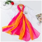 Design Silk Scarfs New Design Summer Beach Gradient Rainbow Silk Scarves Fabric Scarfs For Women Stylish