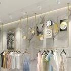 Clothing Rack Boutique Clothing Store Hanger Display Stand Decoration Wall Mounted Metal Rack For Clothes Shop