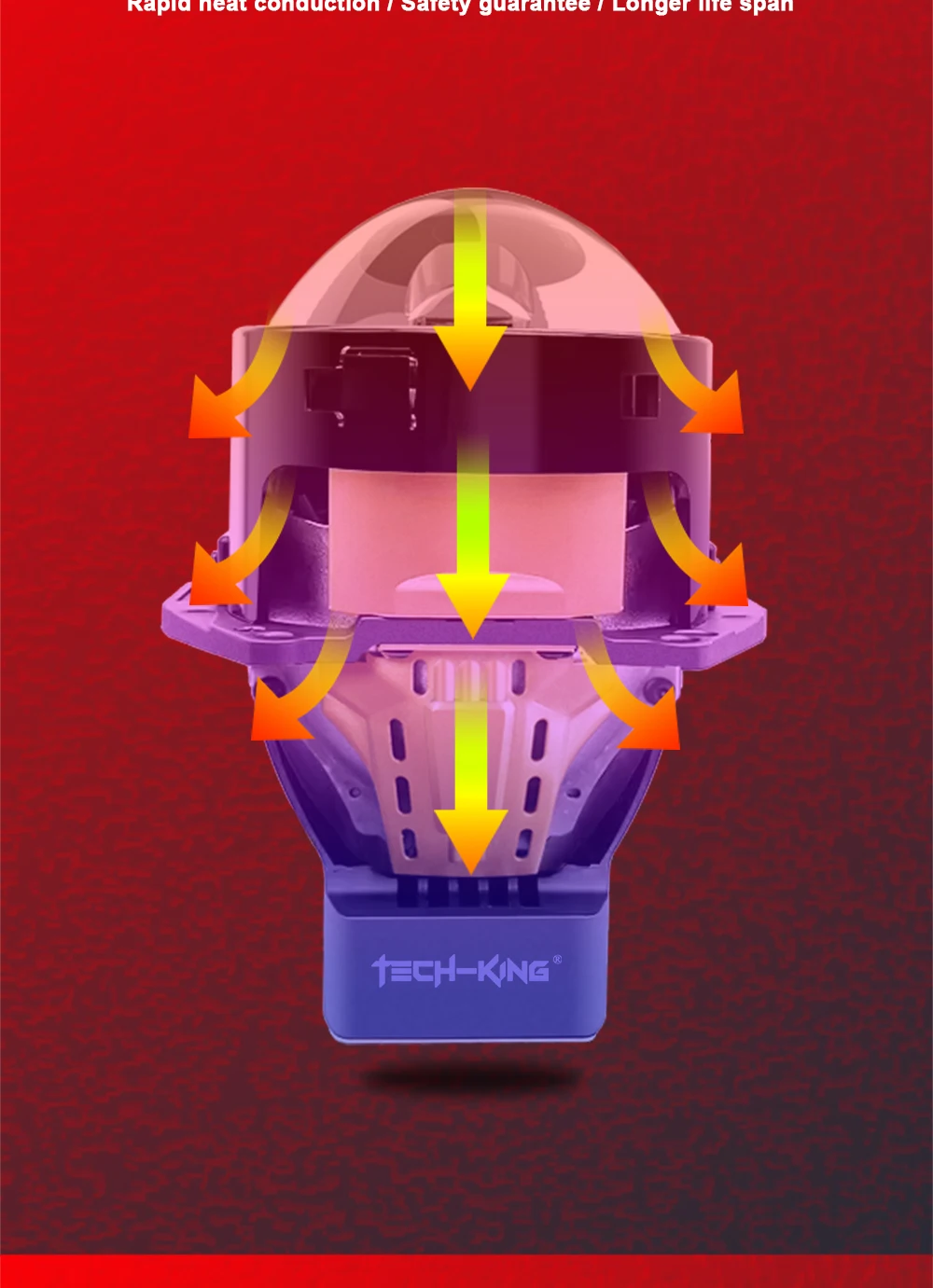 TECH-KING TIR bi-prism direct laser lens near and far light integrated 3-inch double lamp cup lens headlight projector headlamp