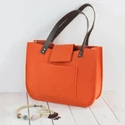 Handbag Upin Oem Grey Felt Shopper Large Shoulder Handbag Tote Bag Pu Leather For Shopping