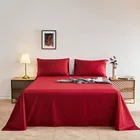 Sheets Wholesale 3 In 1 Bedding Sheets 100%Cotton Solid Color Flat Sheets Set For Bed