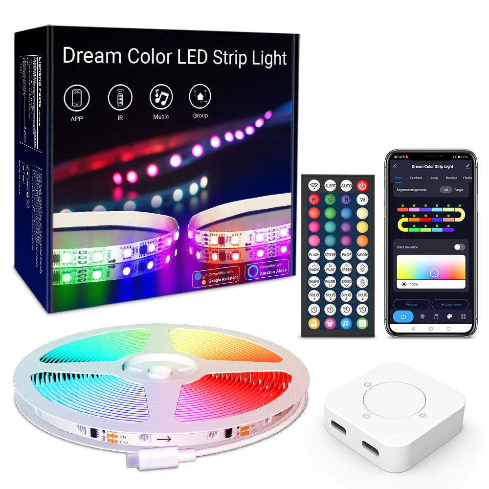 Addressable Ws2835 Led 60leds/m Dream Color 5mm Rgbic Ws2812 Light 5v Ip65  Diy Led Strip Lights Segmented - Buy Rgbic Swaterproof Led Strip Lights  Segmented,Rgbic Smart Led Lights Strip Ws2811 Dreamcolor,12v Dreamcolor