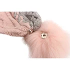 Winter Beanie Double Color Winter Knitted Beanie With Pink Raccoon Pompom Logo Hats Women Fleece Beanie Hat