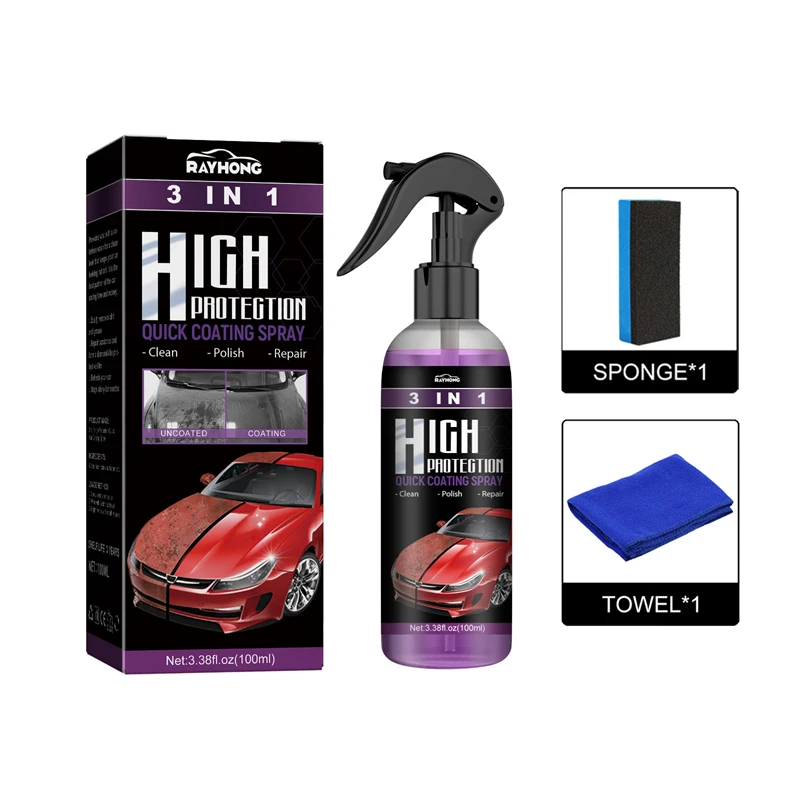 Rayhong 3 In 1 High Protection Quick Car Coating Spray Car Wash Spray