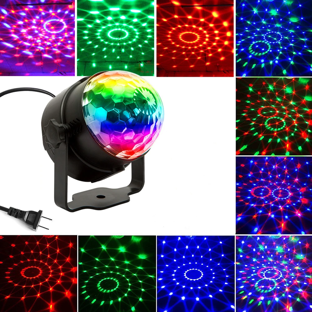 15 Color Small Magic Ball Stage Light LED Remote Control Mini RGB Party Boundi Flash Seven Color Rotating Projection Light