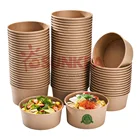 Take Away Bowls Disposable Paper Salad Bowl With Plastic Lid For Take Away