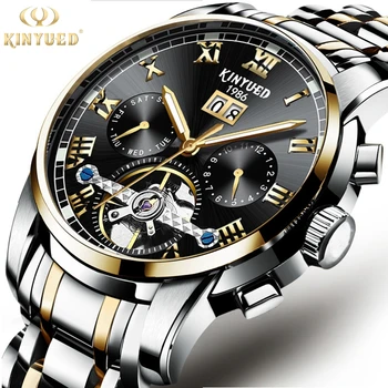 KINYUED J014 Men Automatic Mechanical Luminous Stainless Steel Watch Waterproof Sport Watch