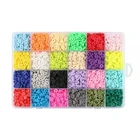 Round Beads 24 Grid Colors Flat Round Polymer Clay Beads Kit With Accessories For DIY Jewelry Making For Kids