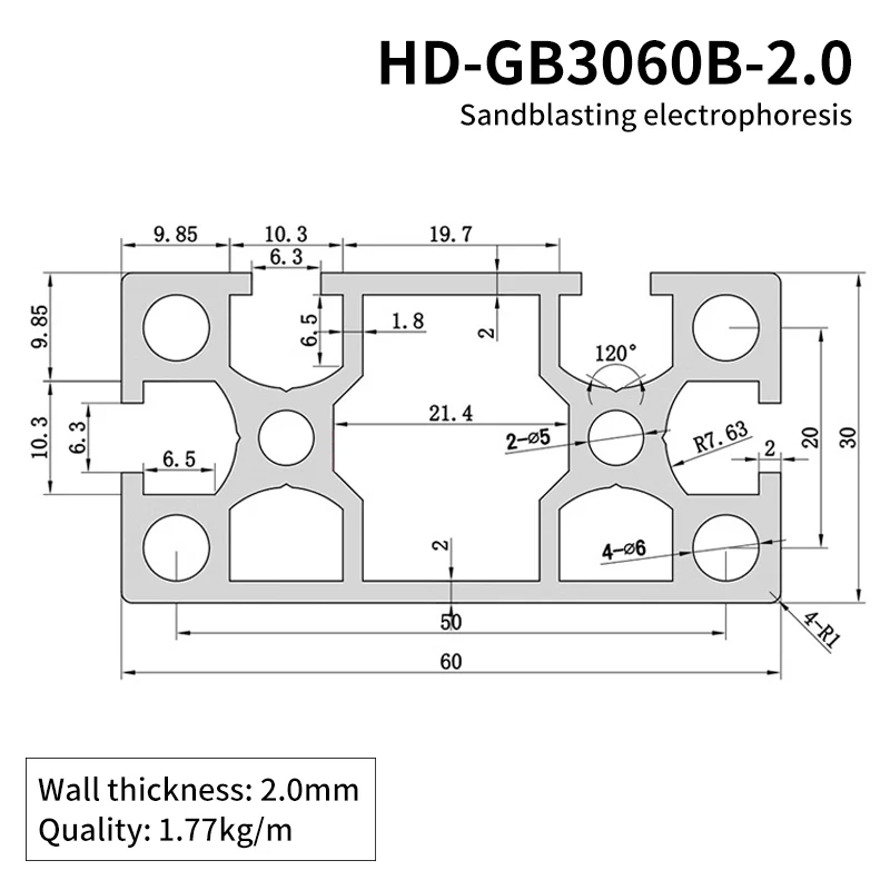 Industrial Extruded Aluminum Profiles 3060 Side Sealing Assembly Line Automation Equipment 3060 Aluminum Alloy square Tube details