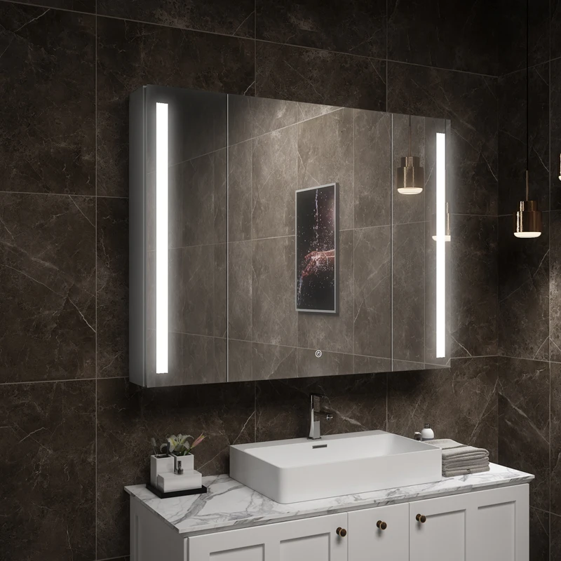 Modern Bathroom Cabinets Bathroom Mirror with Led Light Smart Led Rectangle Bathroom Mirror with Touch Screen