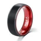 Ring Wedding Band POYA Jewelry 8mm Red Anodized Aluminum Ring Interior Tungsten Carbide Men's Wedding Band