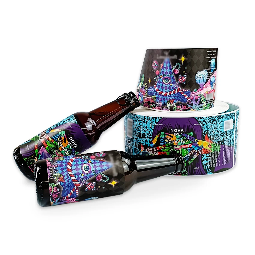 Custom beer can bottle package 330ml matte roll labels , self adhesive packaging stickers waterproof vinyl label