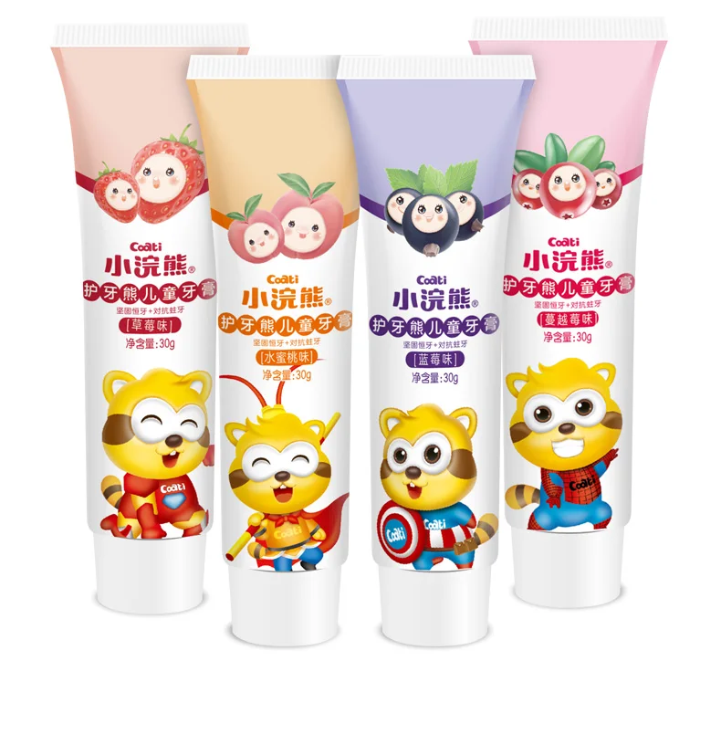 Coati children's toothpaste can swallow over  fluoride-free fruit flavored toothpaste baby toothbrush set