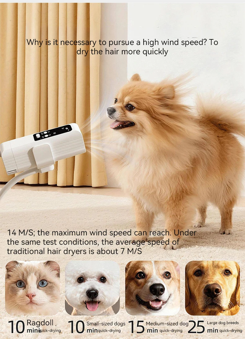 New Hands Free Neck Hanging Pet Hair Dryer High Speed Intelligent Grooming Dryer for Dogs and Cats Cleaning Beauty Products manufacture