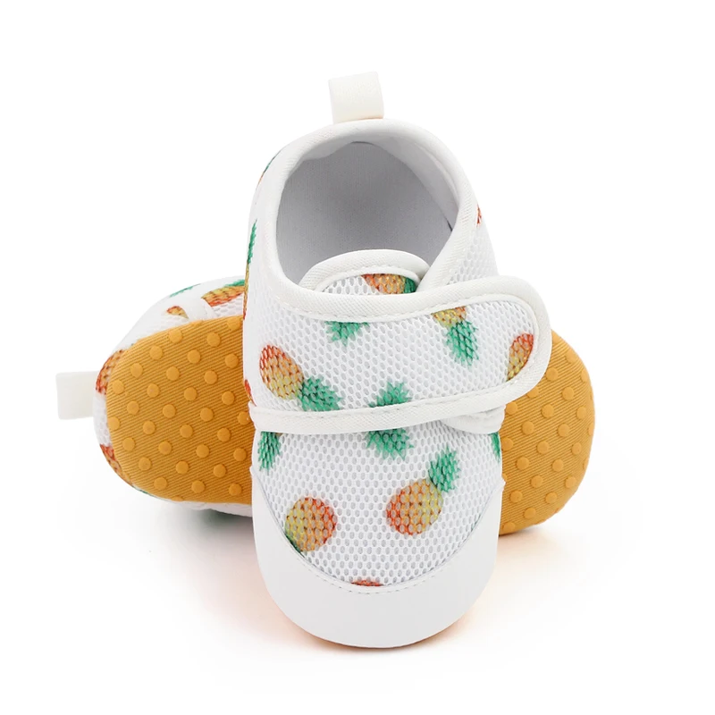 PU Leather Toe Mesh Breathable Cartoon Printed Baby Girls and Boys Soft Soled Toddler Shoes details