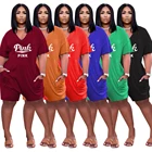 2021 New Style Hot Selling Short Sleeve V Neck Printed Jumpsuit Women
