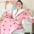 Girls Girl Bathrobe Girls Fleece Hooded Pink Pineapple Fluffy Bathrobe With Lining